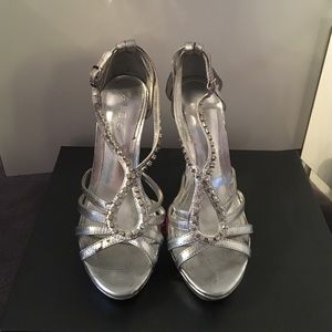 Silver and crystal studded Platform Heels