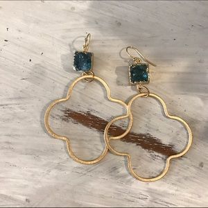 Quatrefoil Earrings w/Druzy Stones