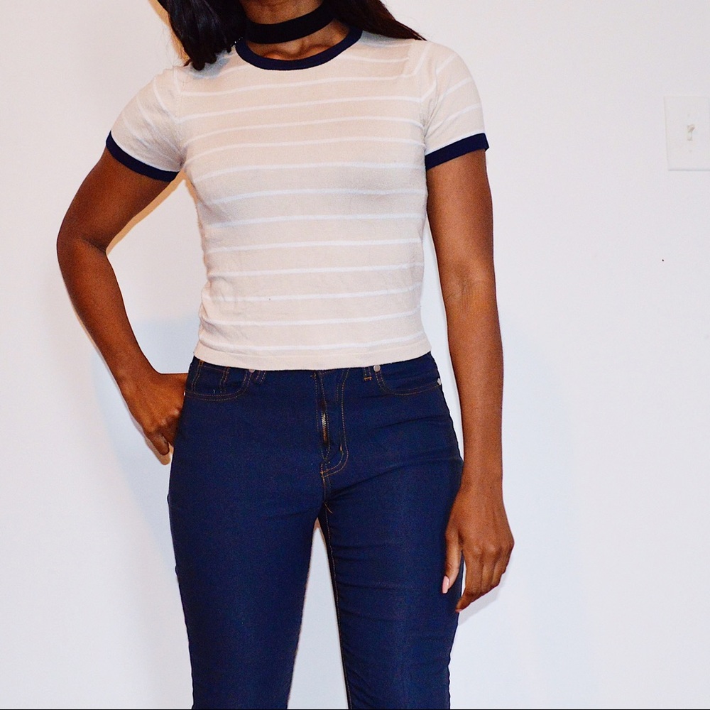 Brandy Melville Tan Short Sleeve Crew Neck Top