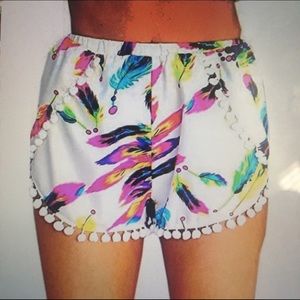 Zeagoo Summer Feather Print Beach Shorts