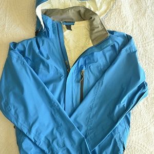 REI hooded water and wind resistant shell jacket