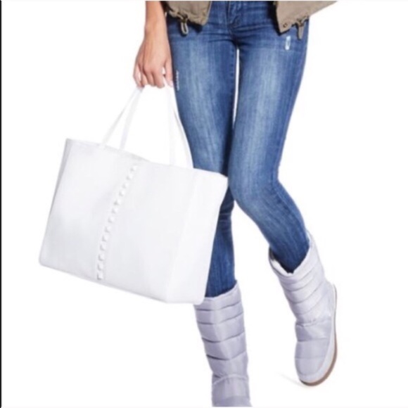 🆕 Just Fab White Studded Handbag - Picture 1 of 5