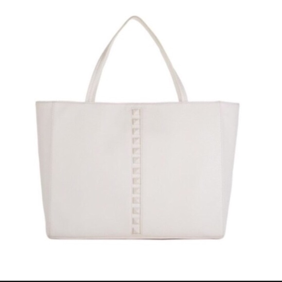 🆕 Just Fab White Studded Handbag - Picture 3 of 5