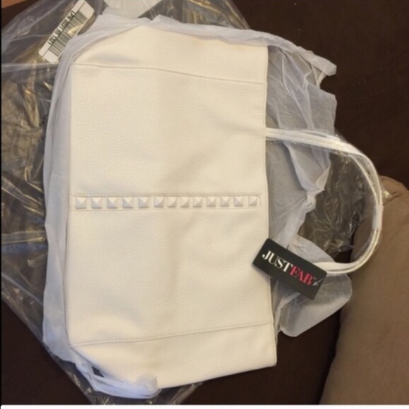 🆕 Just Fab White Studded Handbag - Picture 5 of 5