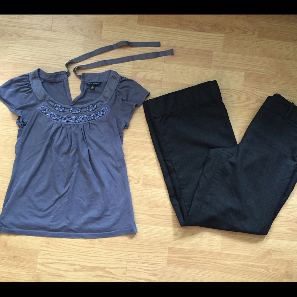 Banana republic top with beading & ribbon