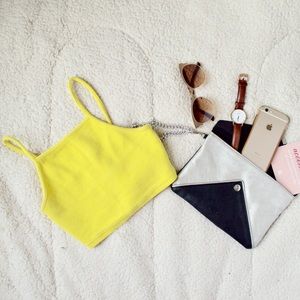 TopShop Spaghetti Strap Neon Yellow Crop Top