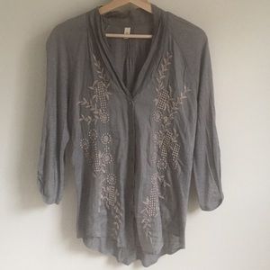 Grey Embroidered Blouse