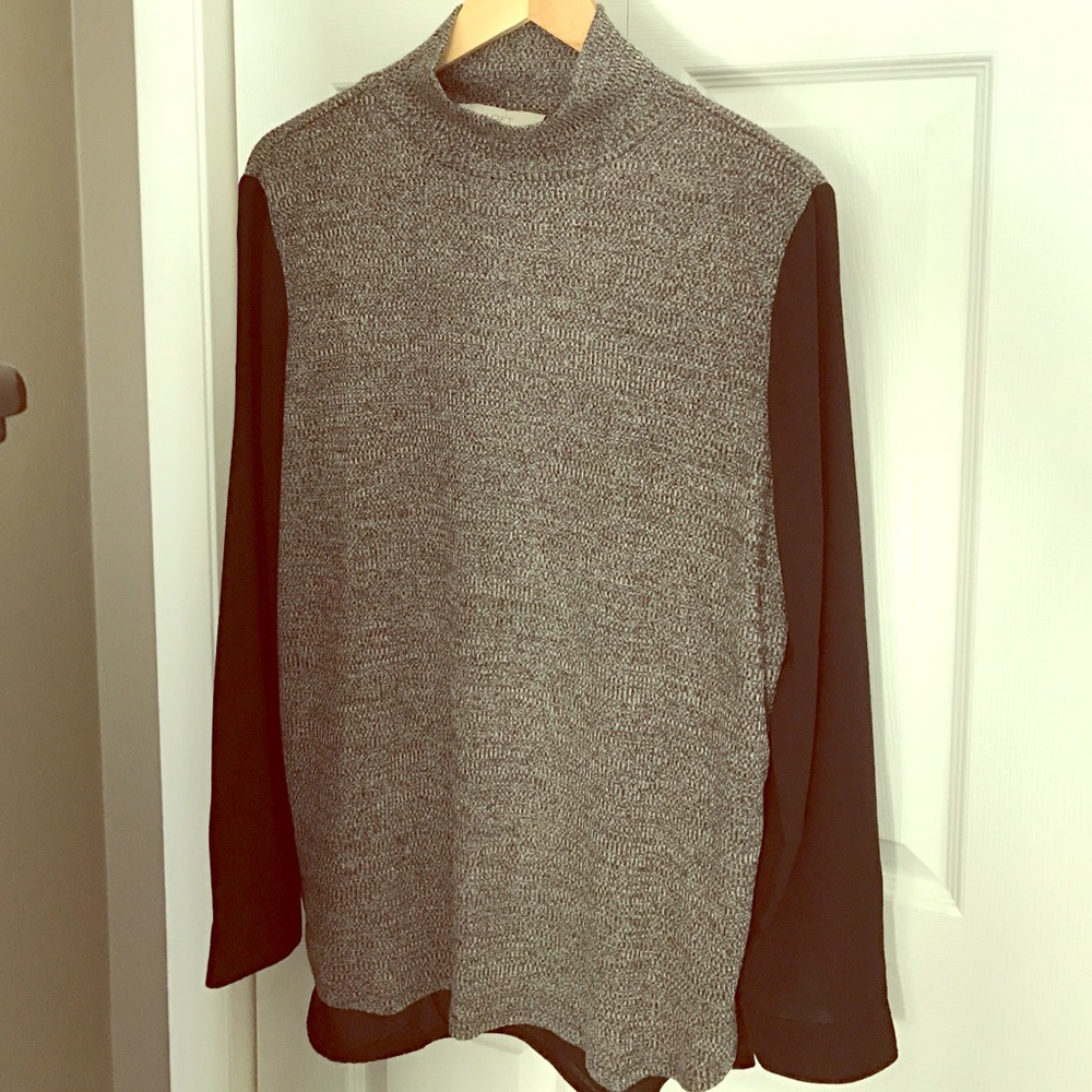 LOFT Black Marled Long-Sleeved Tunic Top