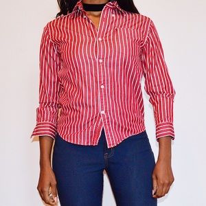 Tommy Hilfiger Red Striped Collared Shirt