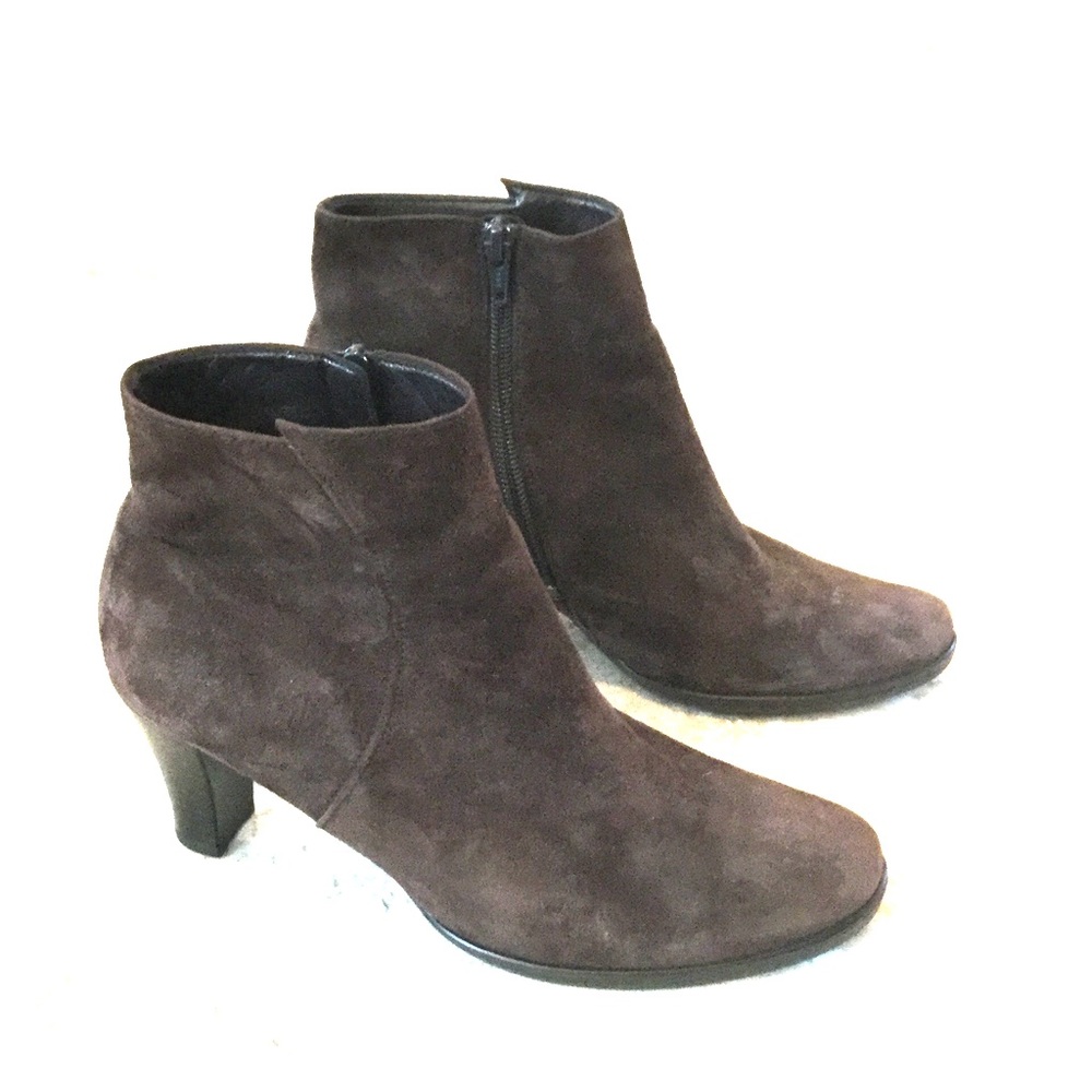 Brown suede booties