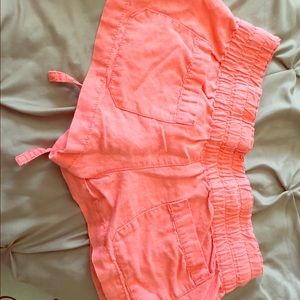 Coral colored beach shorts