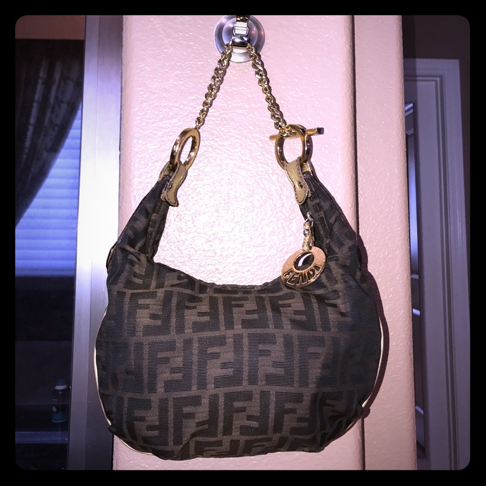 Fendi Tobacco Zucca Canvas Chef Chain Hobo bag