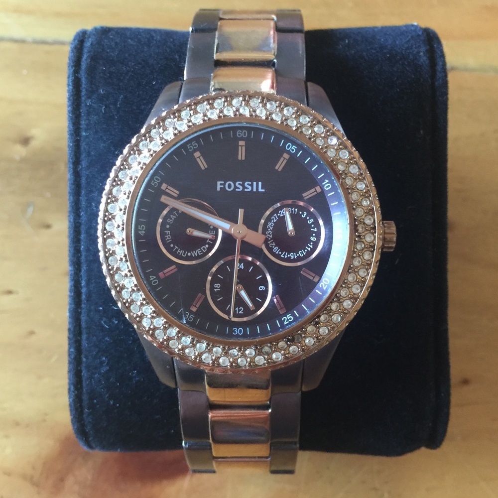 Bronze & Gold Fossil Chronograph Watch