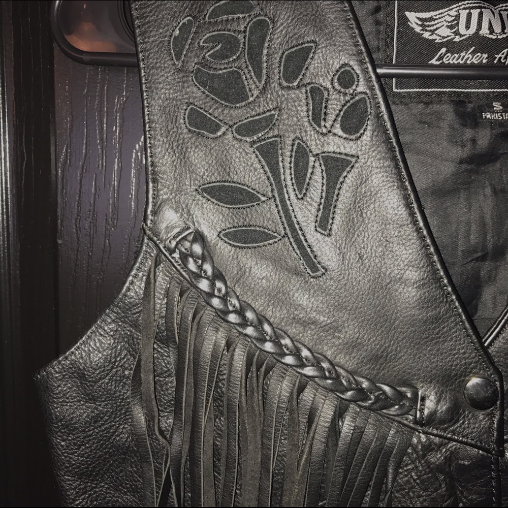 Leather fringe vest