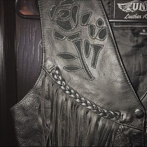 Leather fringe vest