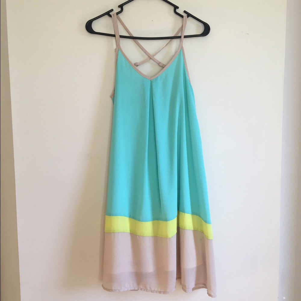 Turquoise/yellow/tan YA Los Angeles dress