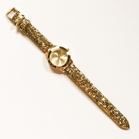 Accessories - HP!!! Sparkly Gold Glitter Watch NIB
