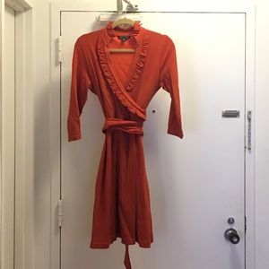 3/4 sleeve faux wrap dress