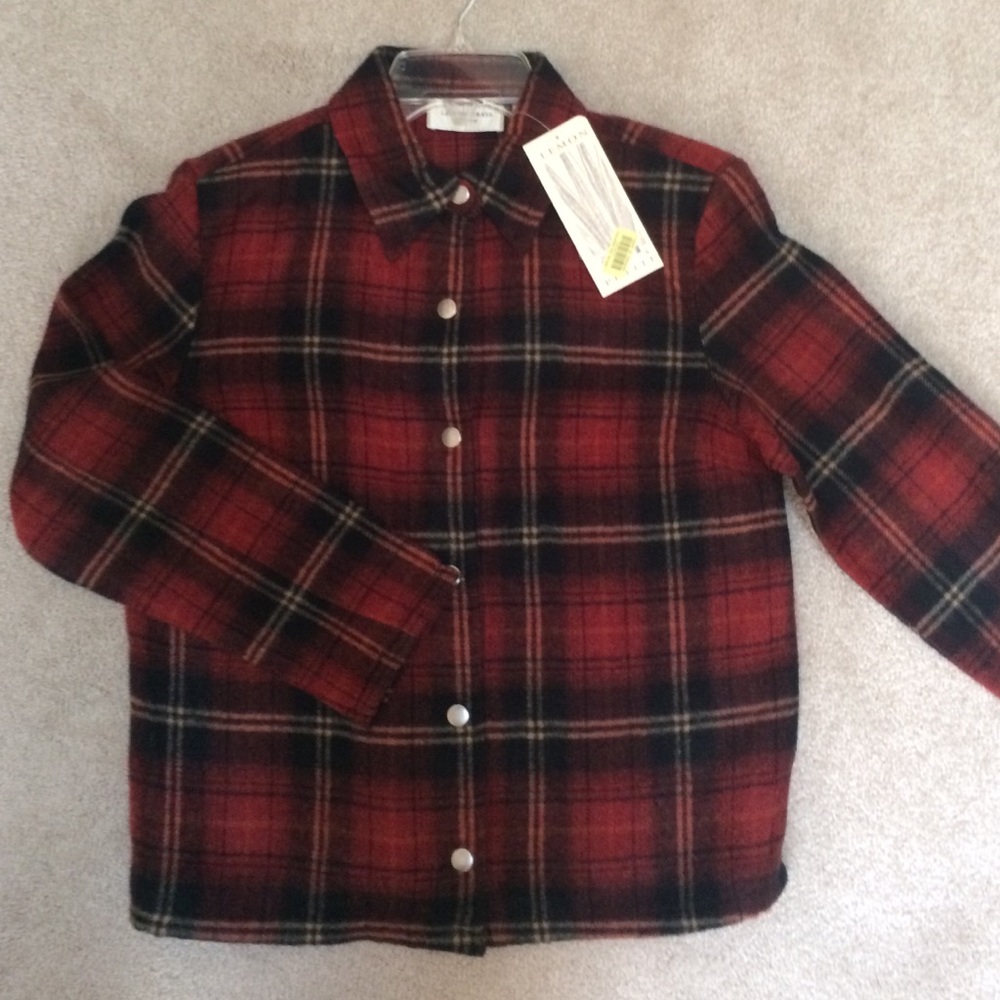 NWT Red Plaid Wool Blend Jacket/Shirt w Snaps