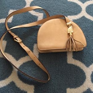 Mustard Vintage Burberry suede crossbody purse