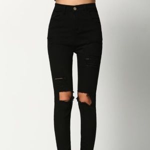 SheIn Black Skinny Ripped Jeans