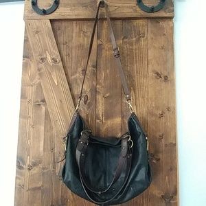 Cole Haan brown and black leather crossbody