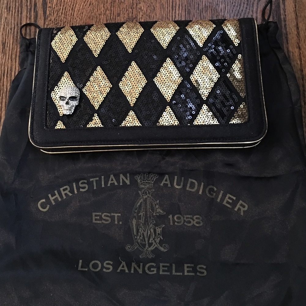 Christian Audigier Sequin clutch NWT