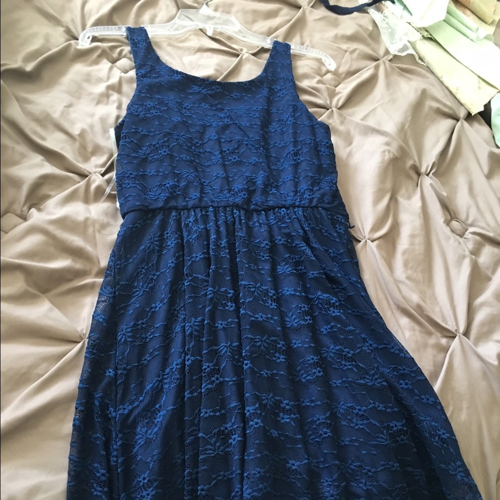Lace navy dress