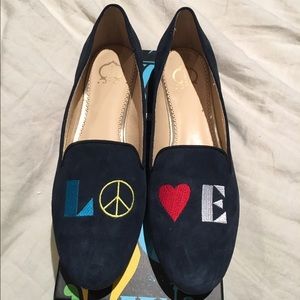 CWonder Navy Embroidered Peace-Love Smoking Loafer