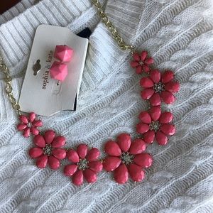 Floral Statement Necklace and Earrings Set
