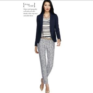 Ann Taylor blue/white chevron ankle pants