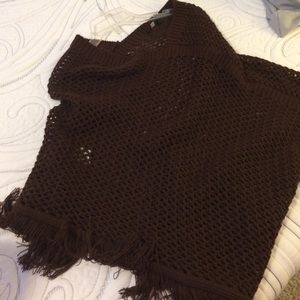 Chocolate brown fringe poncho