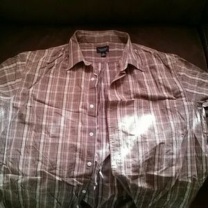 Men's button up shirt worn once browns and tan