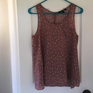 FOREVER 21 PINK/PURPLE BIRD FLOWY TANK