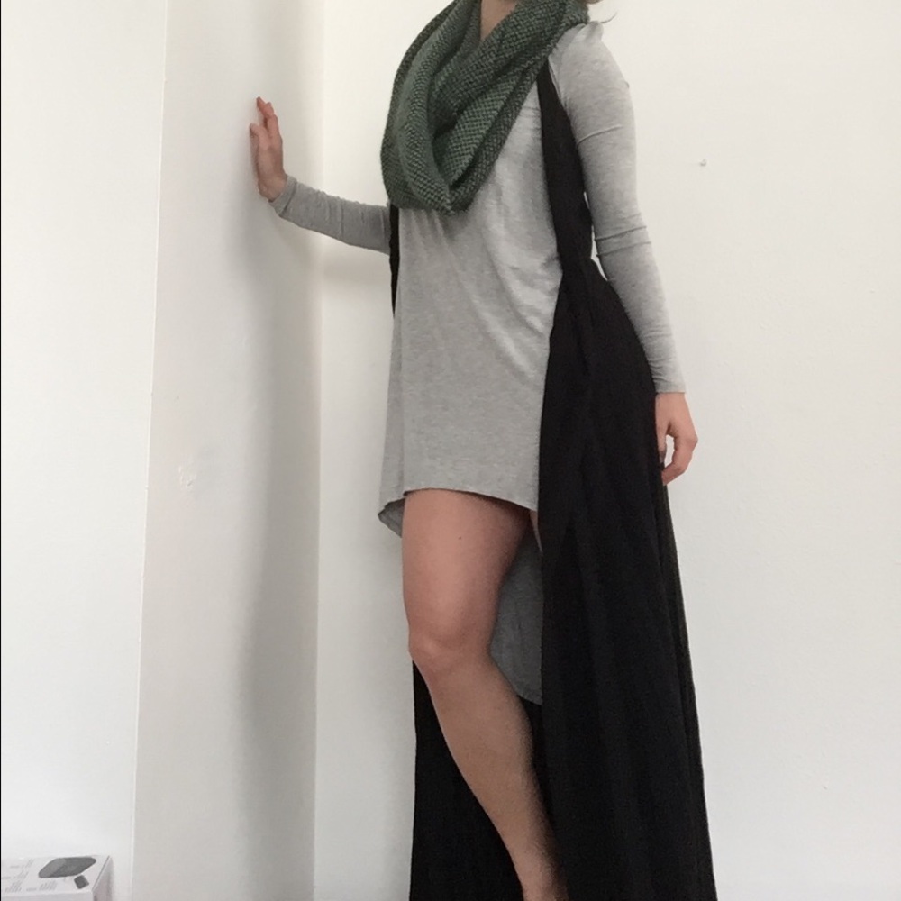 Floor length black layering piece worn once