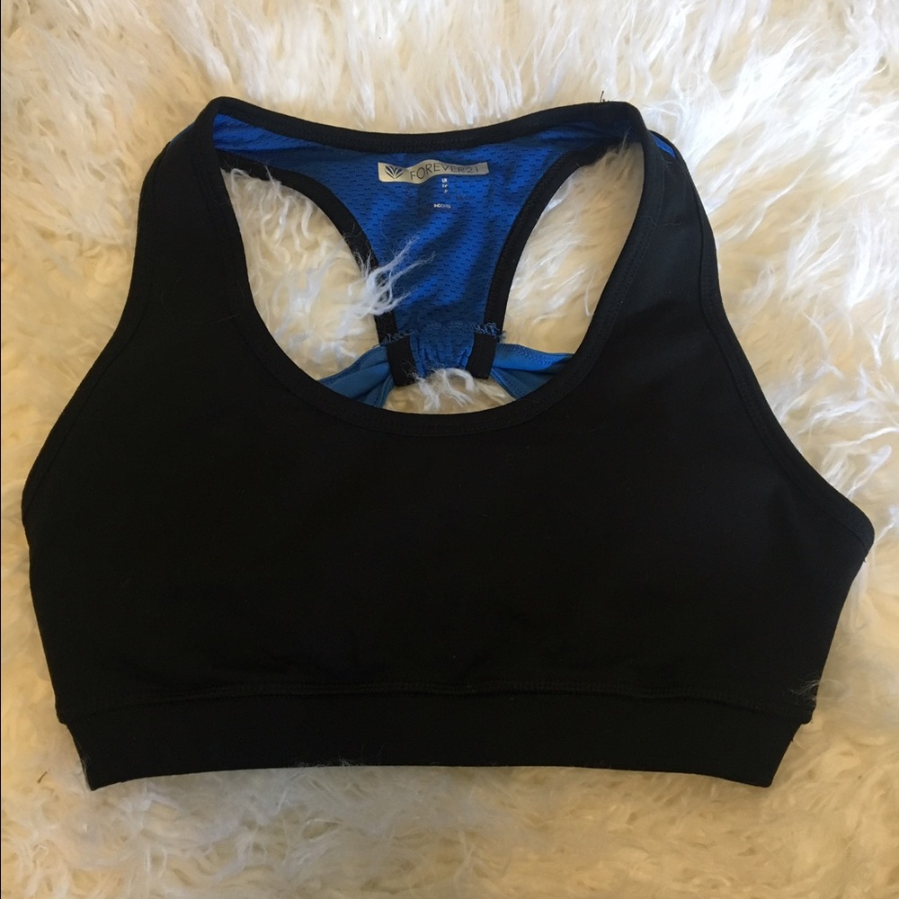 Forever 21 sports bra royal and black.