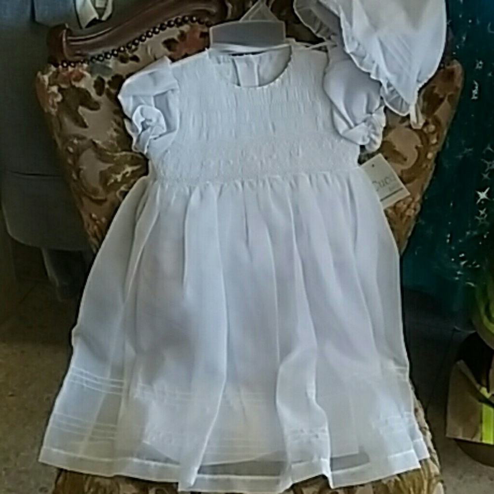 Baptismal white smocked dress.