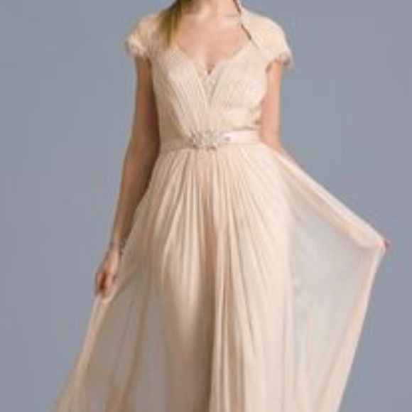 Tadashi Shoji Embelished Lace Chiffon Evening Gown - Picture 5 of 5