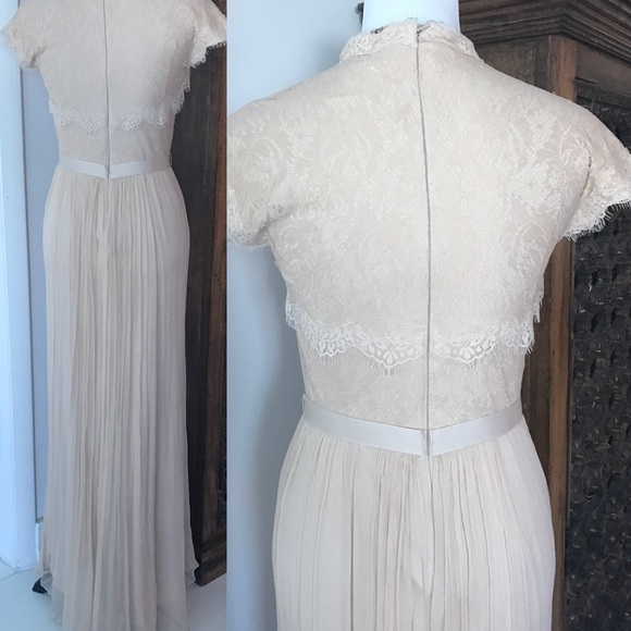 Tadashi Shoji Embelished Lace Chiffon Evening Gown - Picture 4 of 5