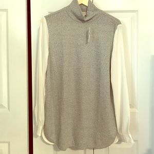 LOFT Cream/Gray Marled Long-Sleeved Tunic Top NWT