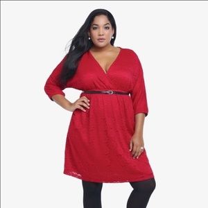 Torrid red lace dress. Quarter sleeve. Size 3 (24)