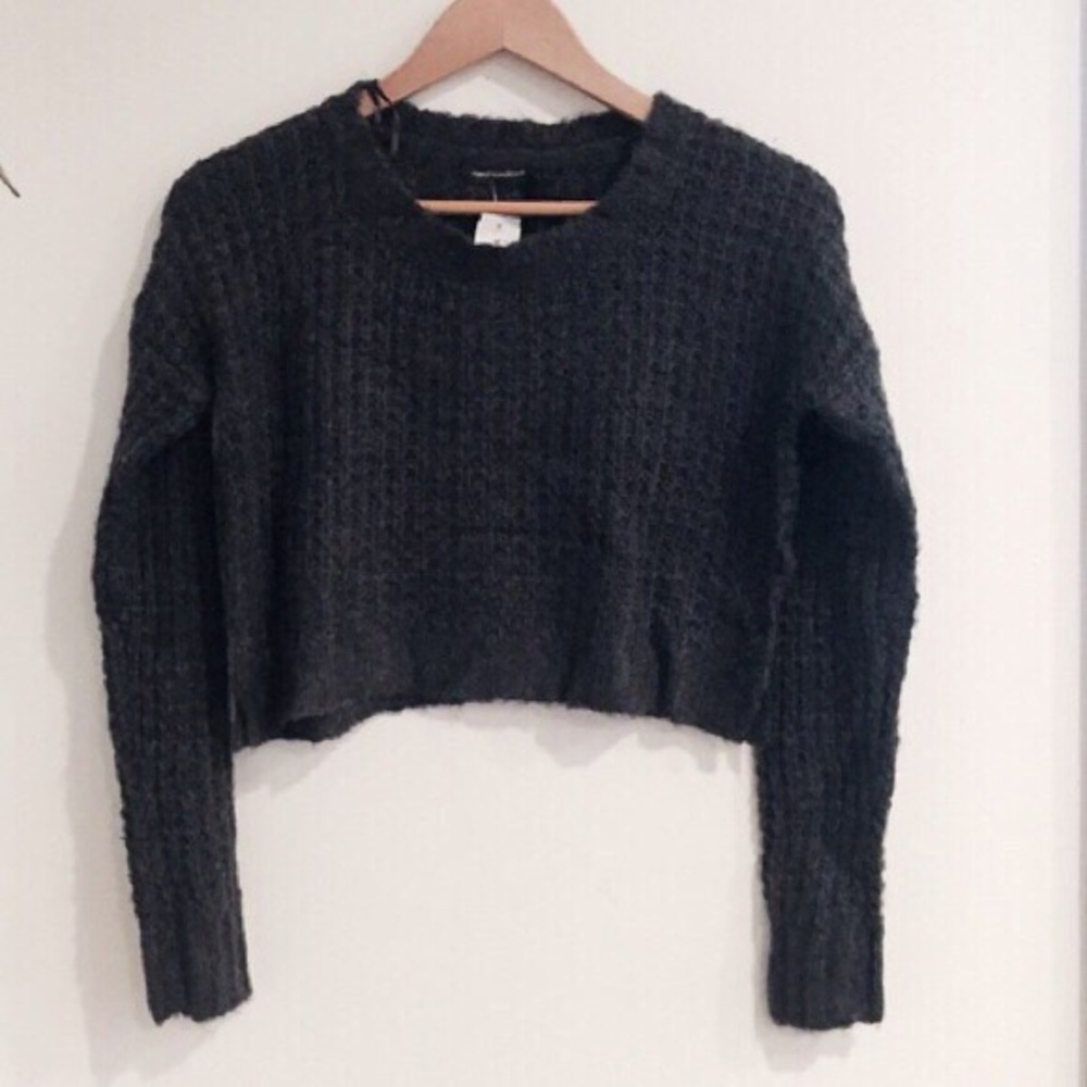 LF QED London Charcoal Cropped Sweater