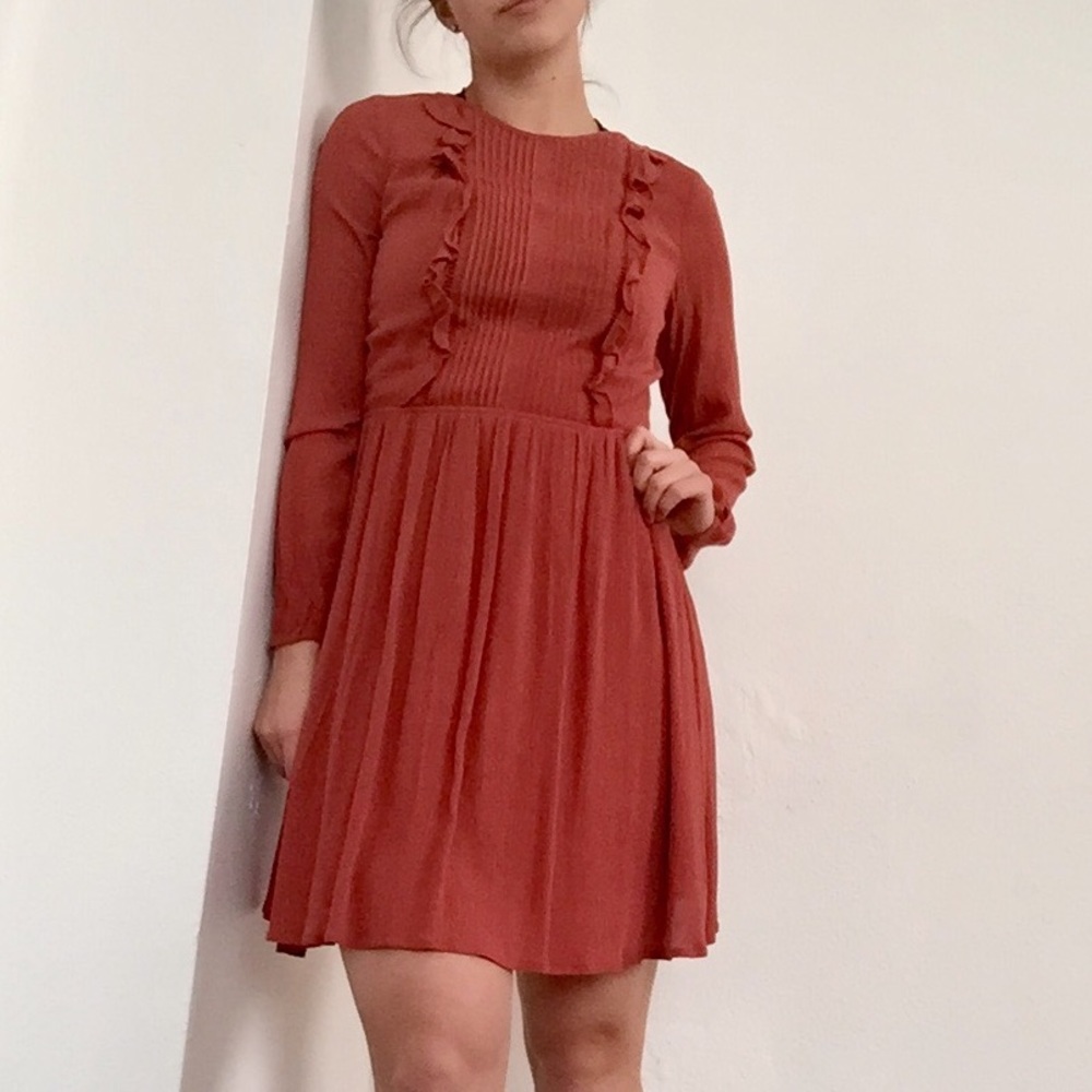 Super cute model dark salmon color dress