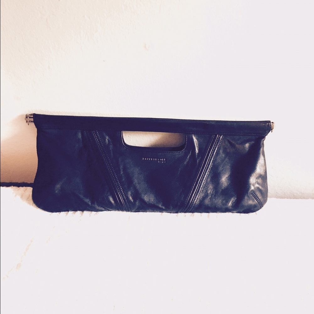 Kenneth Cole black leather clutch