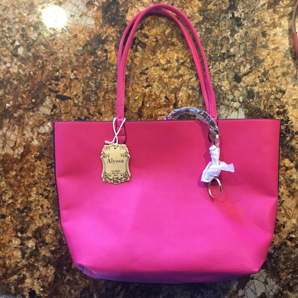 Alyssa pink shoulder tote multi color stripes
