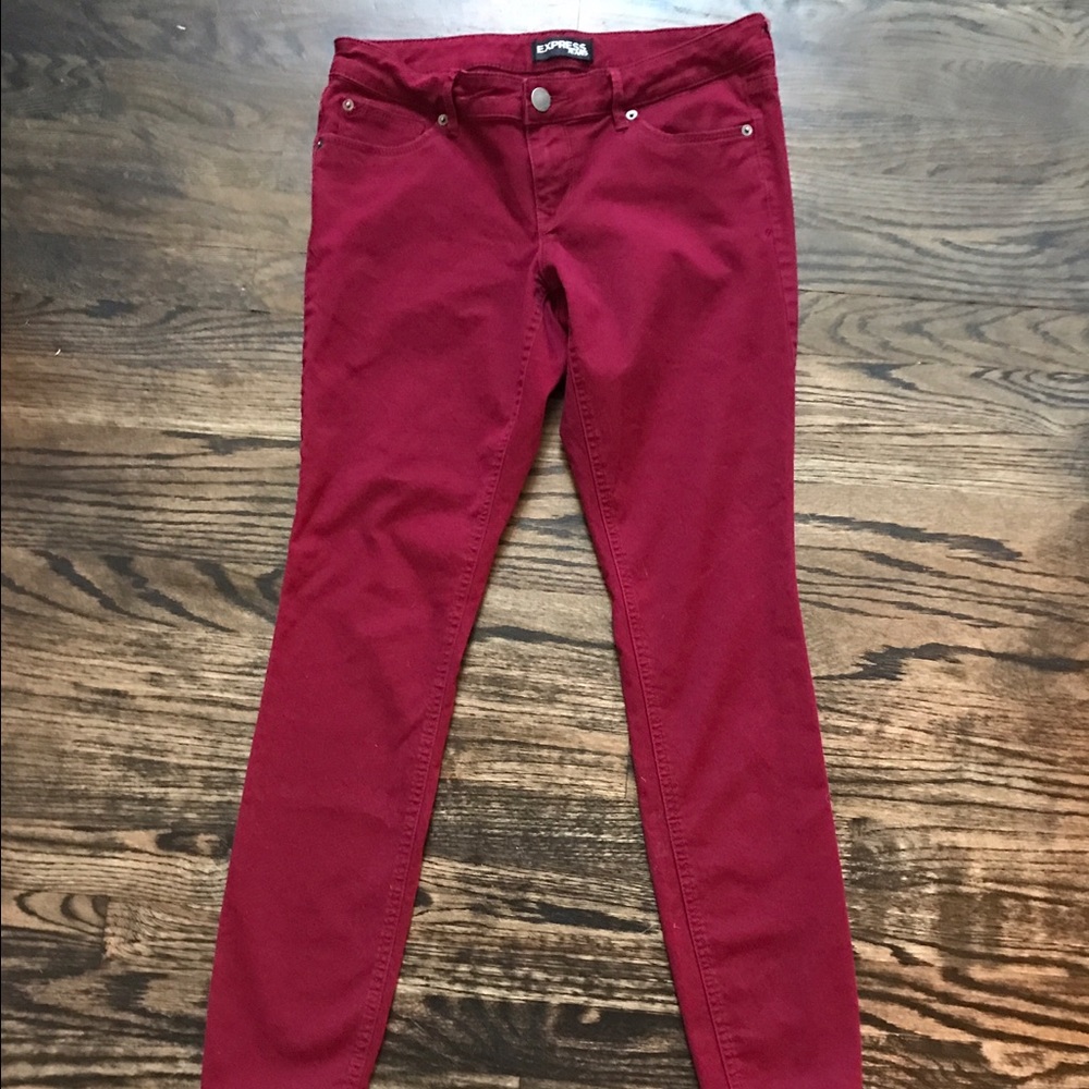 Burgundy skinny jeans size 8 from Express