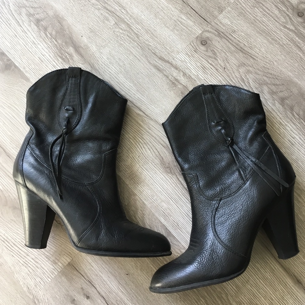 Dolce Vita black leather cowboy ankle boots