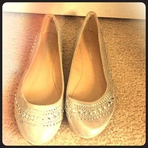 Champagne Colored Flats w/jewel detail (worn 1 x)