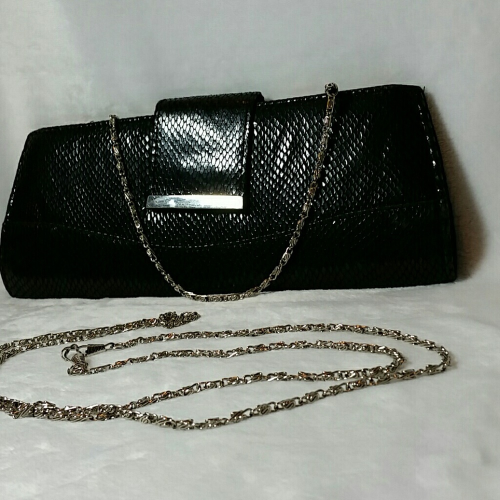 Vintage Black Authentic Snakeskin Clutch Plurse