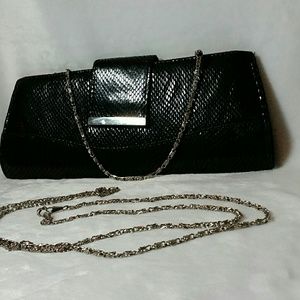 Vintage Black Authentic Snakeskin Clutch Plurse